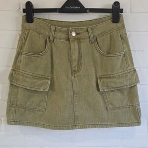 2/$10 Olive Green Cargo Mini Skirt